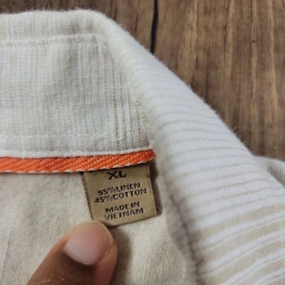 Tasso Elba Island Shirt Mens XL Linen Blend Striped Multicolor Short Sleeve - Picture 3 of 7